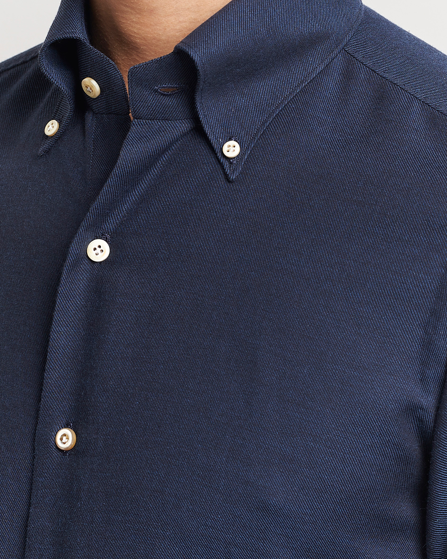 Herren | Hemden | Finamore Napoli | Milano Slim Cashmere BD Shirt Navy