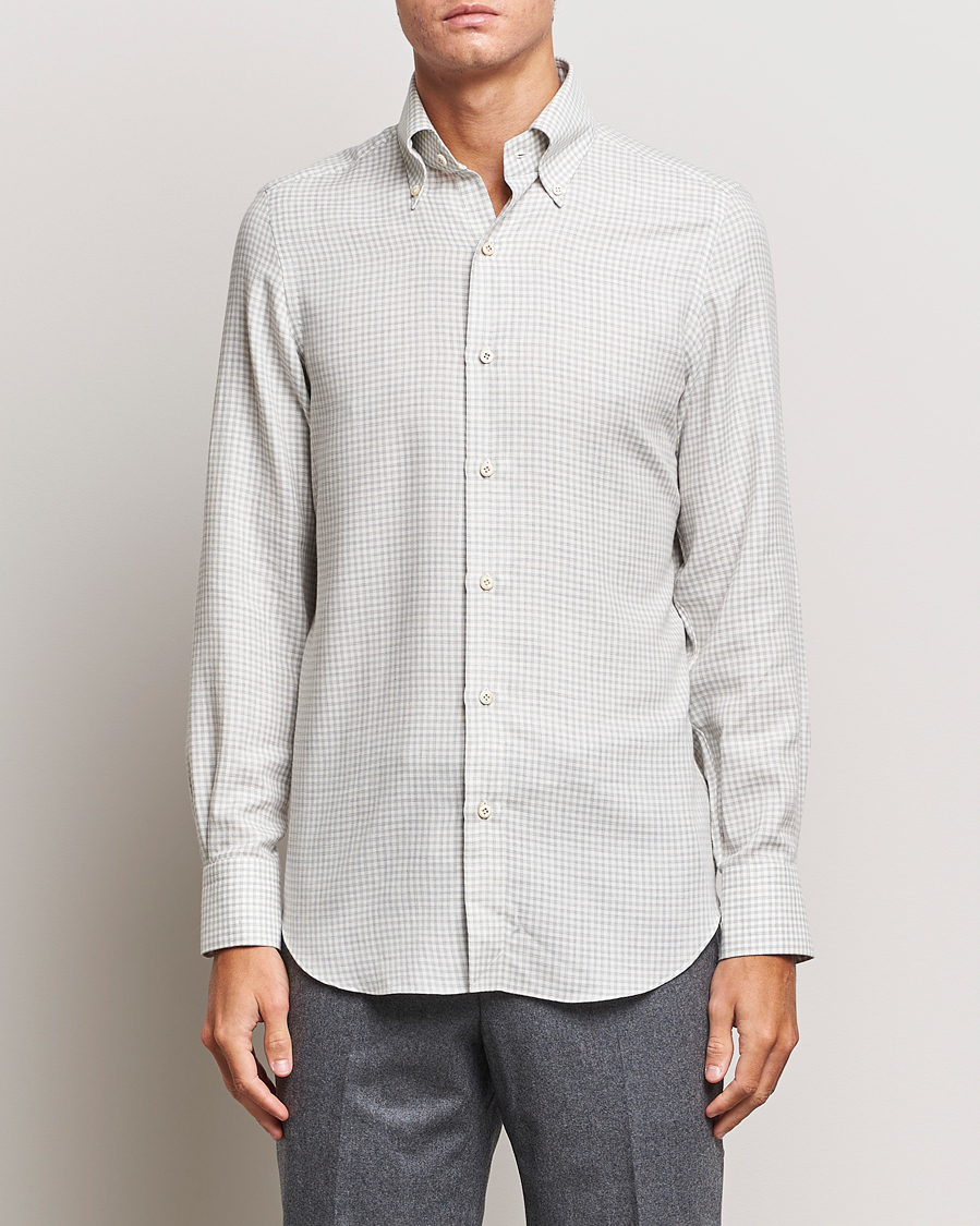 Herren | Hemden | Finamore Napoli | Milano Slim Cashmere BD Shirt Light Grey