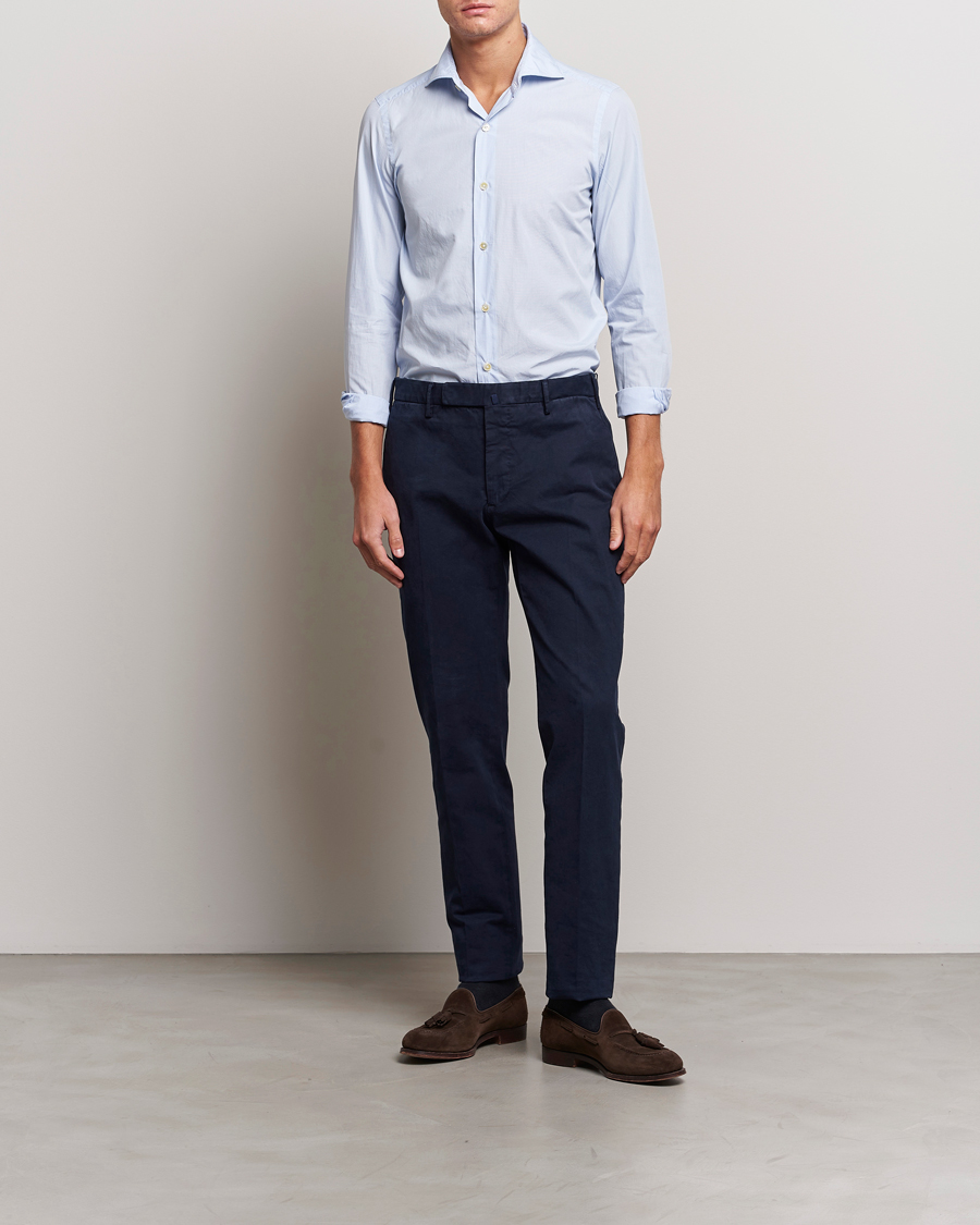 Herren | Hemden | Finamore Napoli | Milano Slim Washed Dress Shirt Blue Check