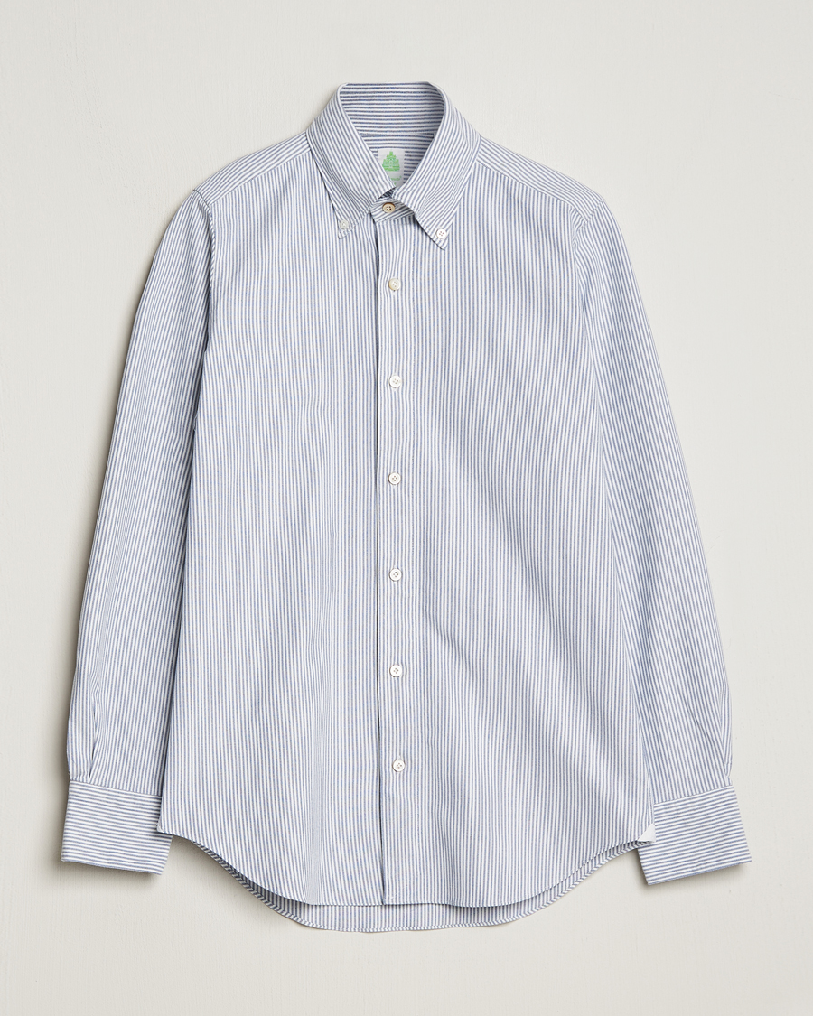Herren | Hemden | Finamore Napoli | Tokyo Slim Oxford Button Down Shirt Blue Stripe