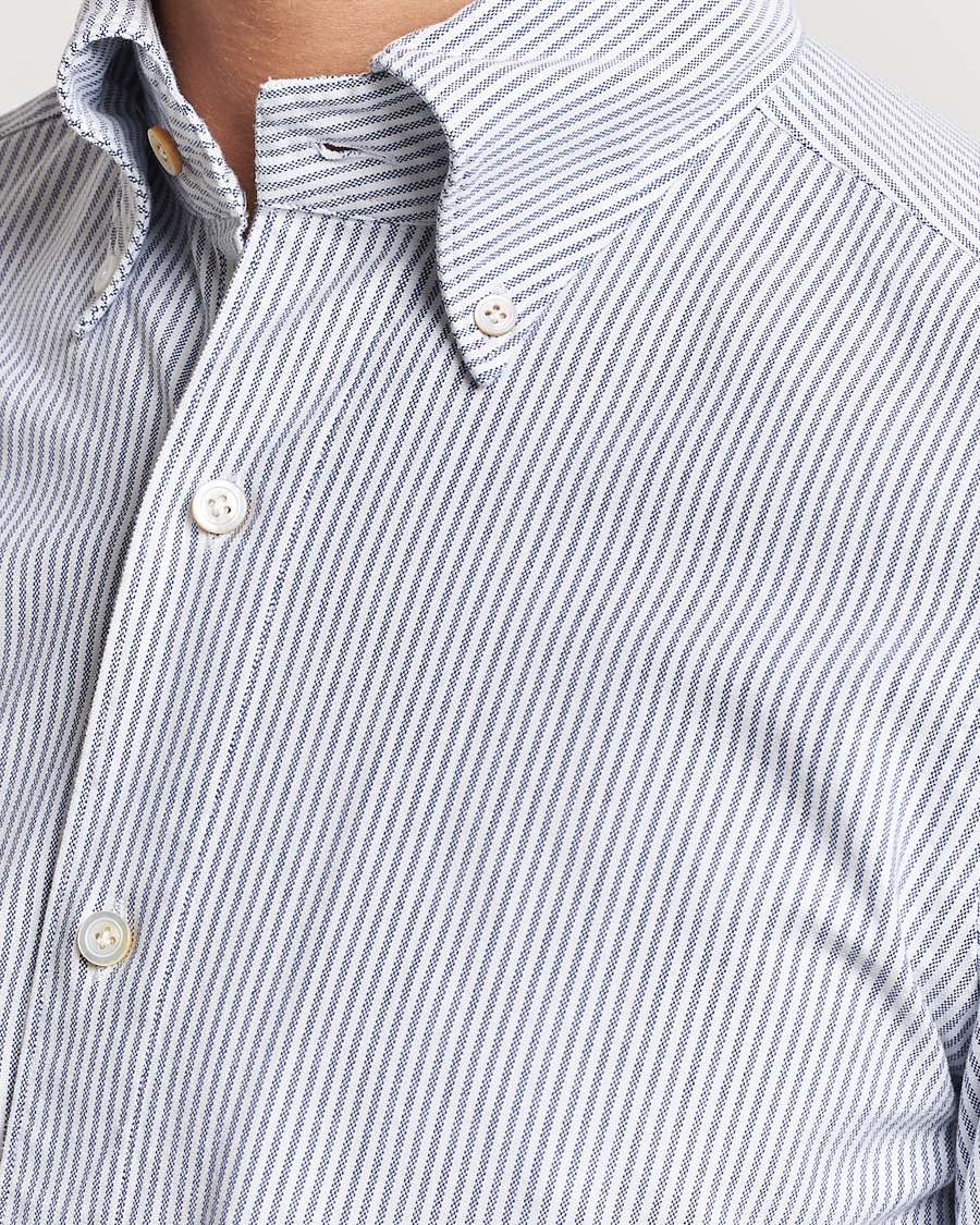 Herren | Hemden | Finamore Napoli | Tokyo Slim Oxford Button Down Shirt Blue Stripe