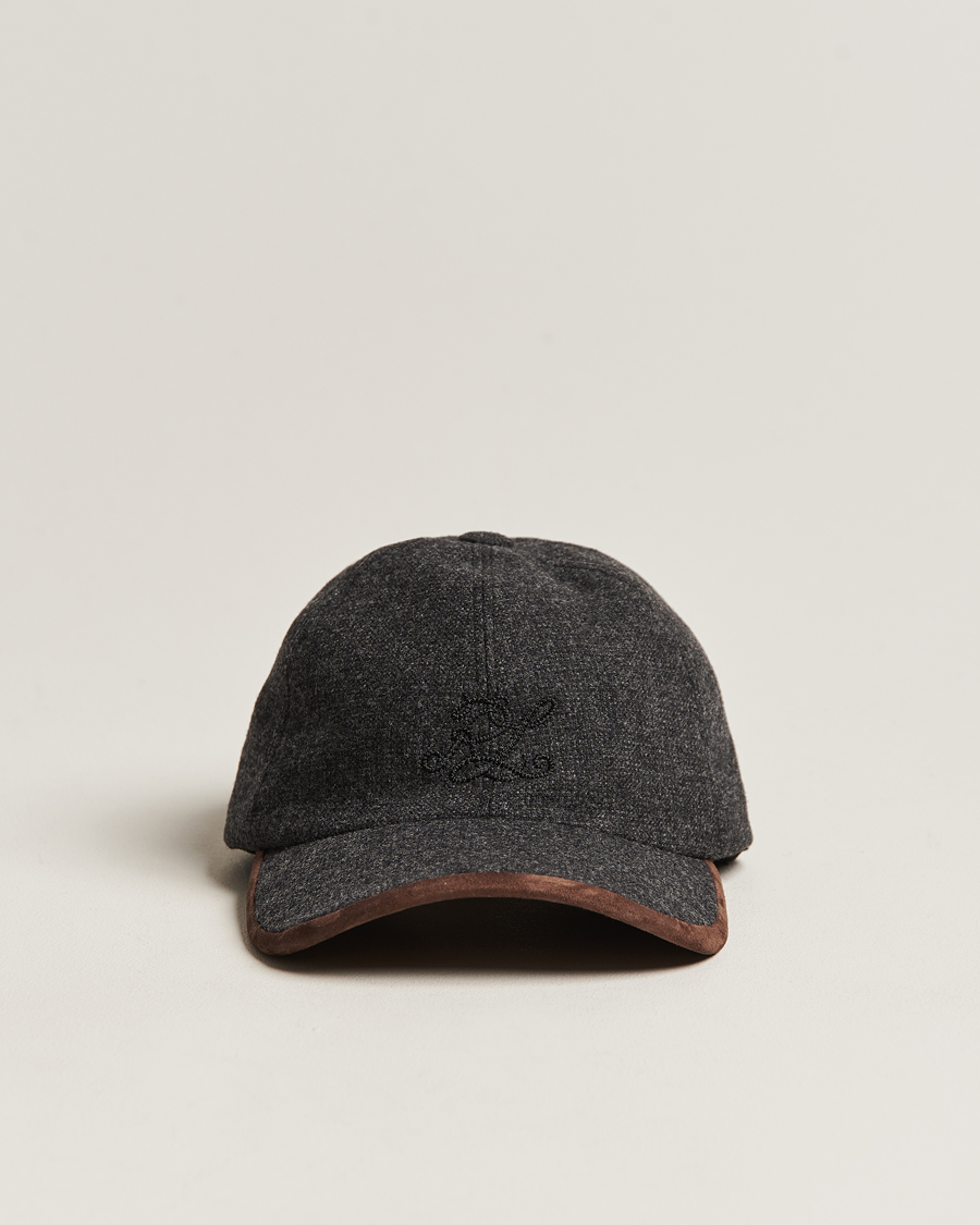 Herren | Ralph Lauren Purple Label Herringbone Wool Baseball Cap Charcoal | Ralph Lauren Purple Label | Herringbone Wool Baseball Cap Charcoal