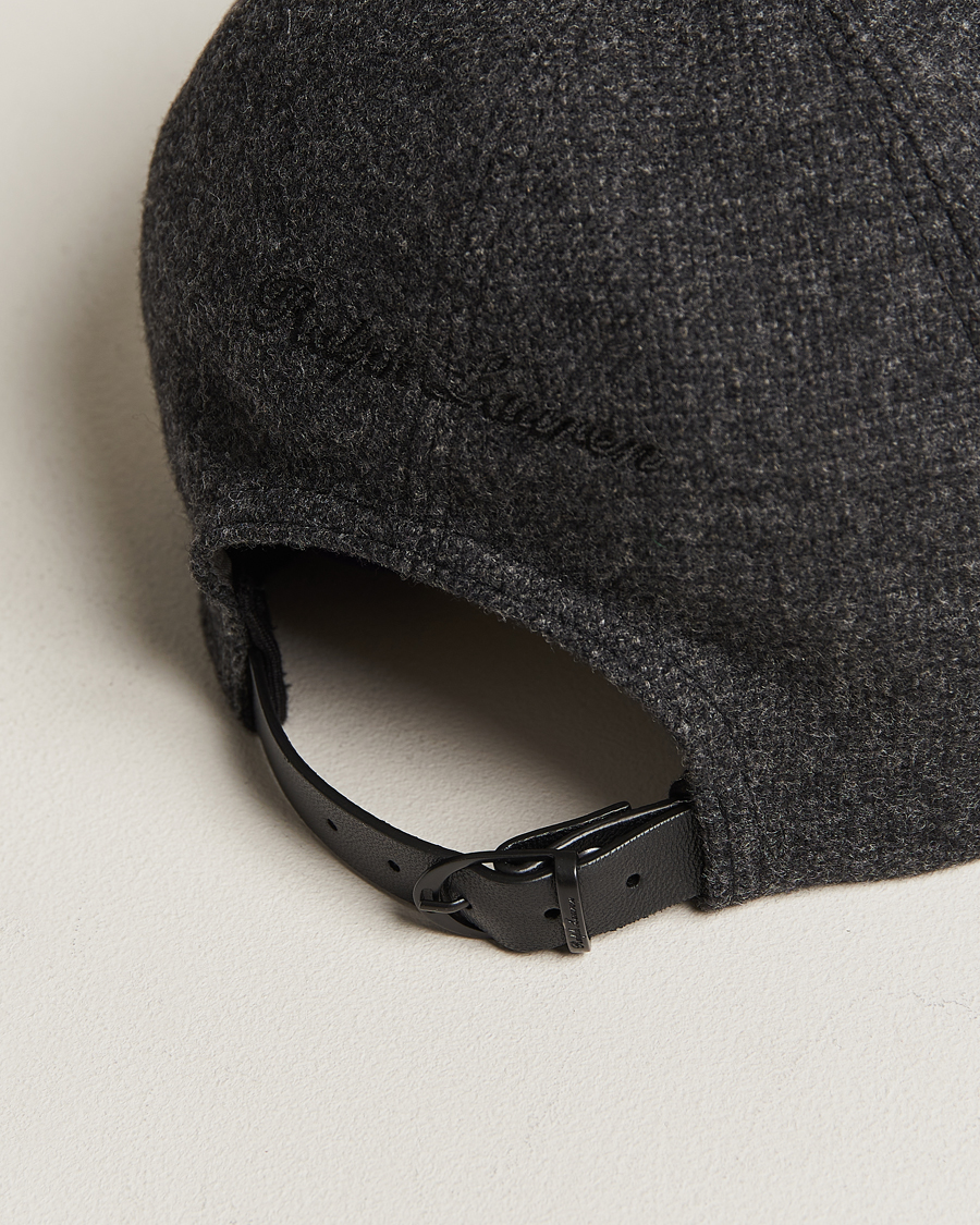 Herren | Ralph Lauren Purple Label Herringbone Wool Baseball Cap Charcoal | Ralph Lauren Purple Label | Herringbone Wool Baseball Cap Charcoal