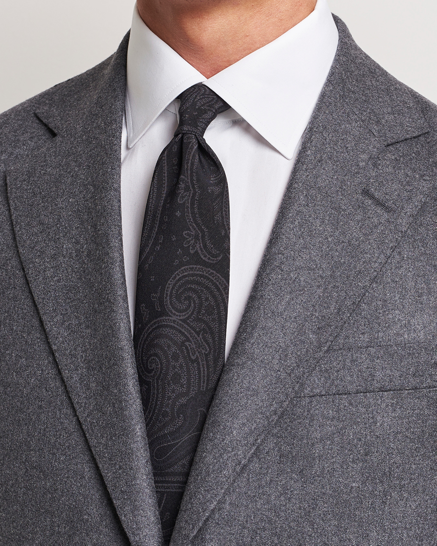 Herren | Ralph Lauren Purple Label Tonal Paisley Tie Charcoal | Ralph Lauren Purple Label | Tonal Paisley Tie Charcoal