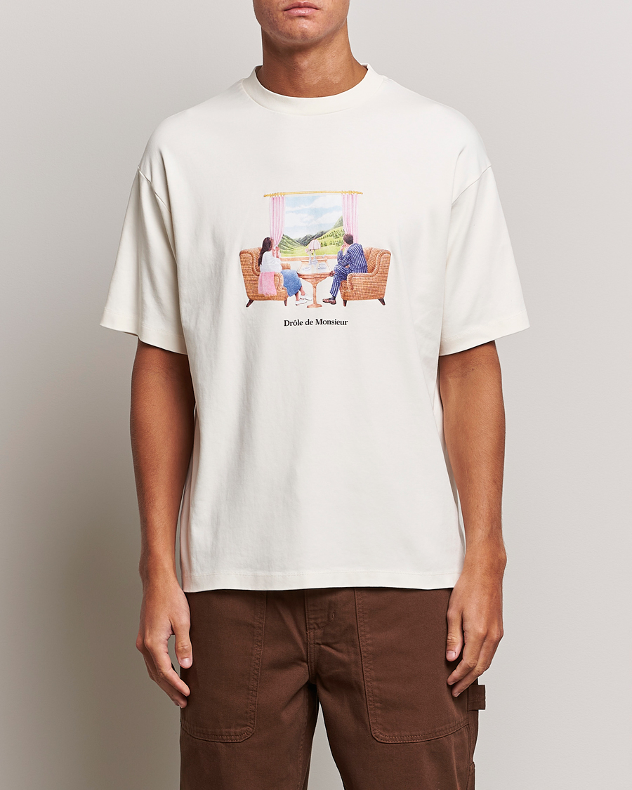 Herren | T-Shirts | Drôle de Monsieur | Voyage T-Shirt Cream