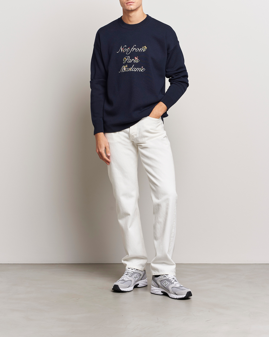 Herren | Pullover | Drôle de Monsieur | Flower Slogan Sweater Navy