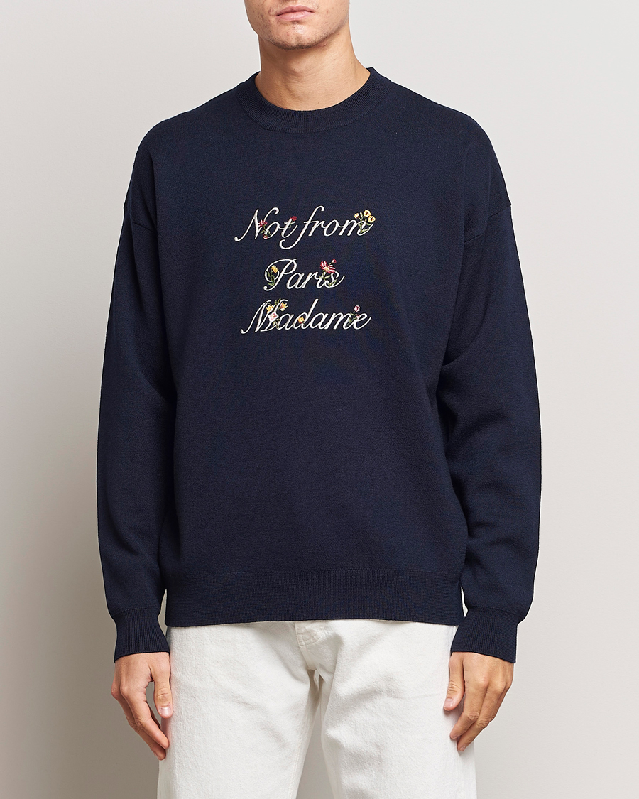 Herren | Pullover | Drôle de Monsieur | Flower Slogan Sweater Navy