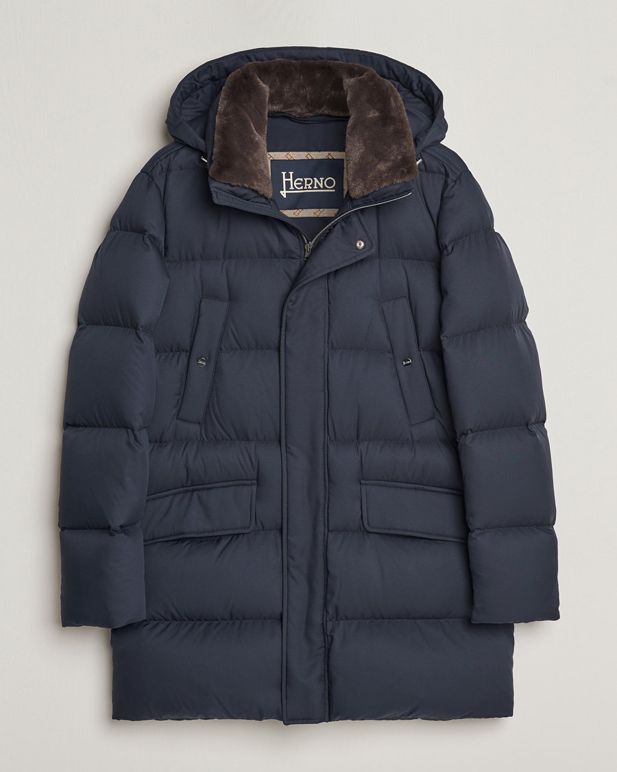 Herren | Jacken | Herno | Faux Fur Down Parka Navy