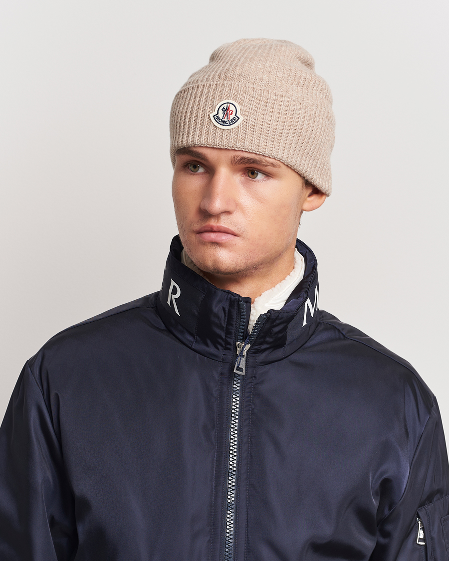Herren | Moncler Cashmere Beanie Beige | Moncler | Cashmere Beanie Beige