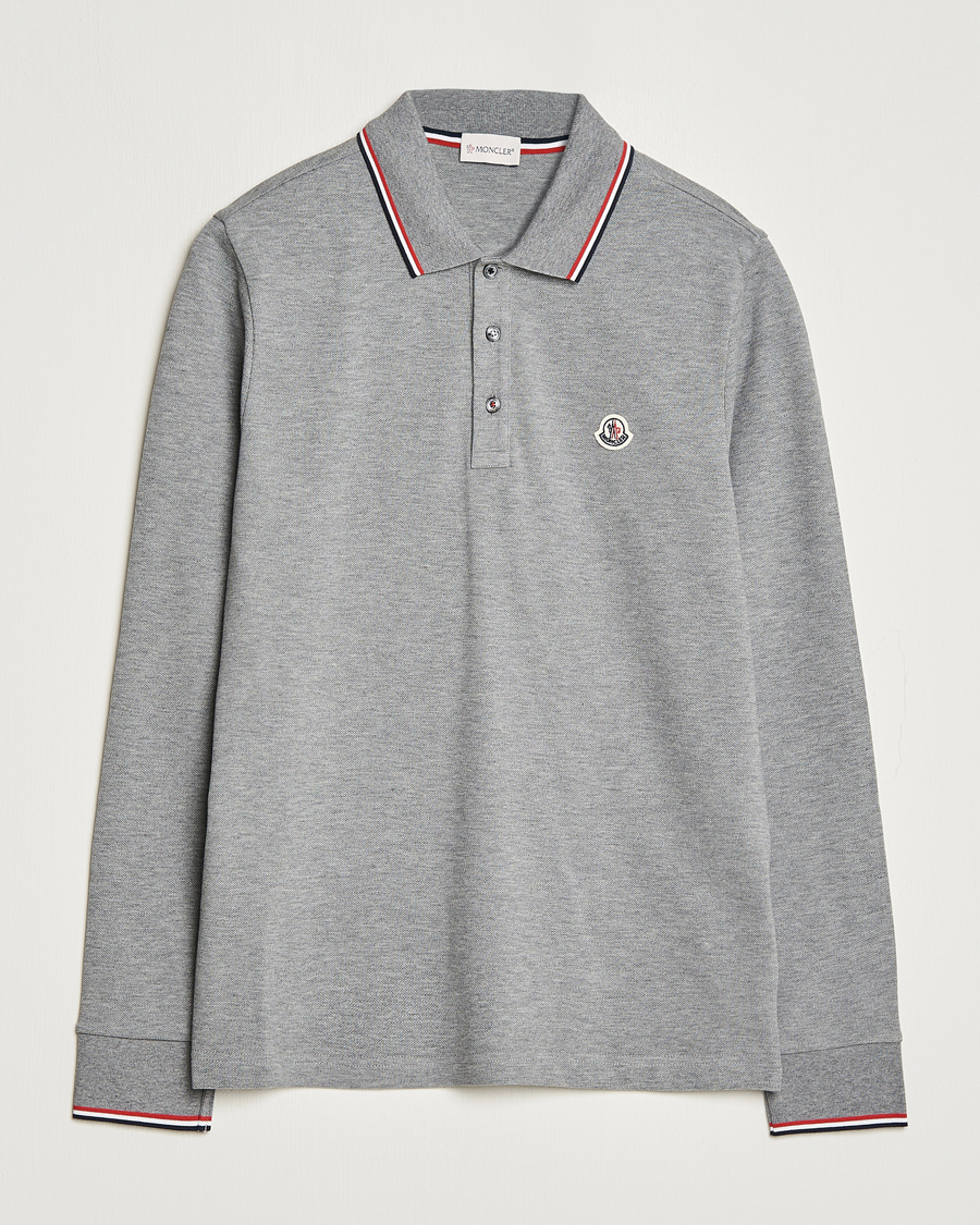 Herren | Pullover | Moncler | Contrast Rib Long Sleeve Polo Light Grey
