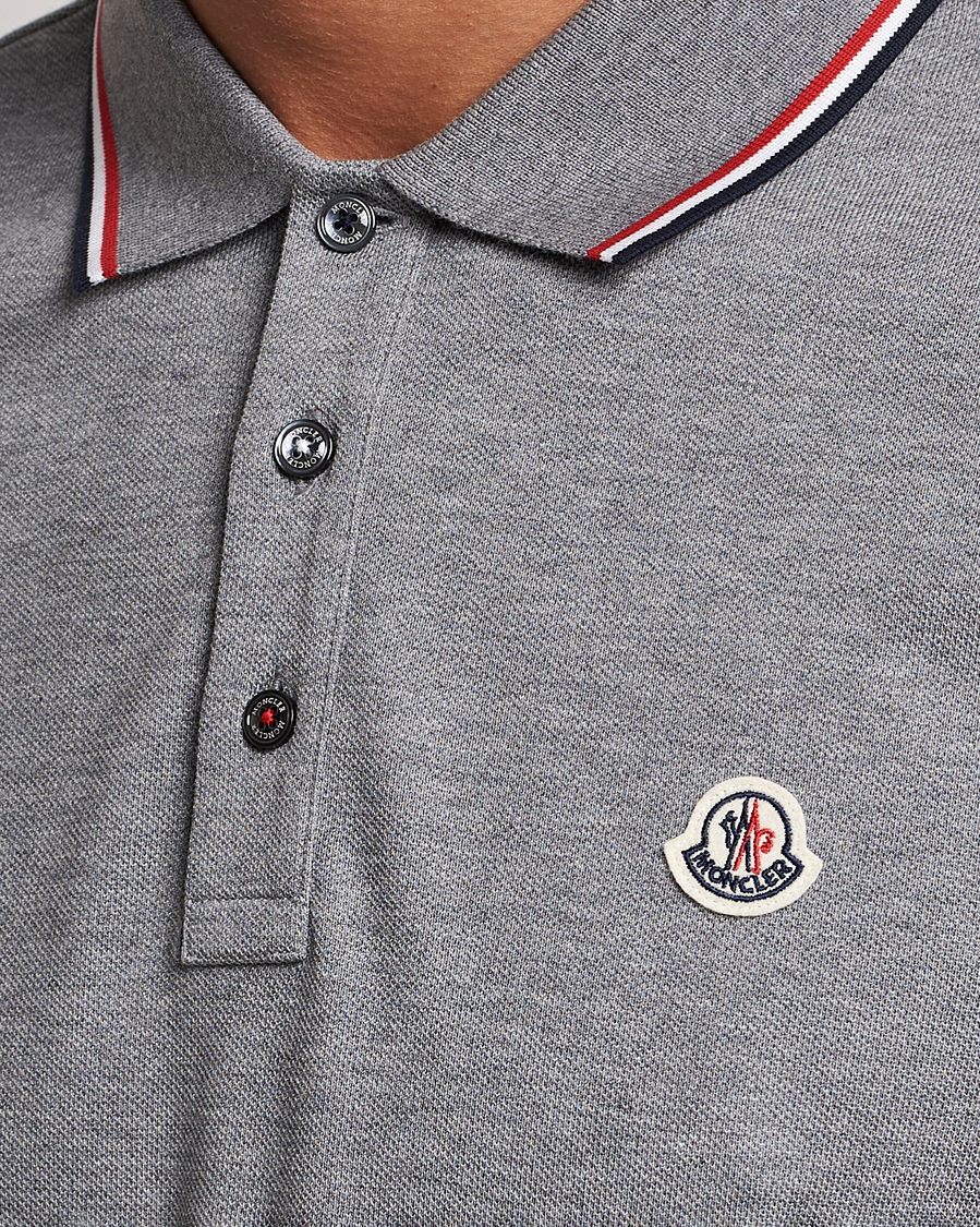 Herren | Pullover | Moncler | Contrast Rib Long Sleeve Polo Light Grey
