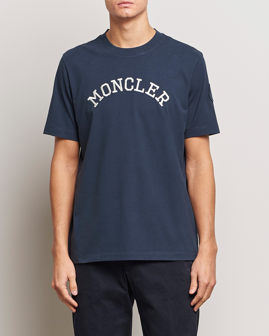 Herren | T-Shirts | Moncler | Lettering T-Shirt Navy