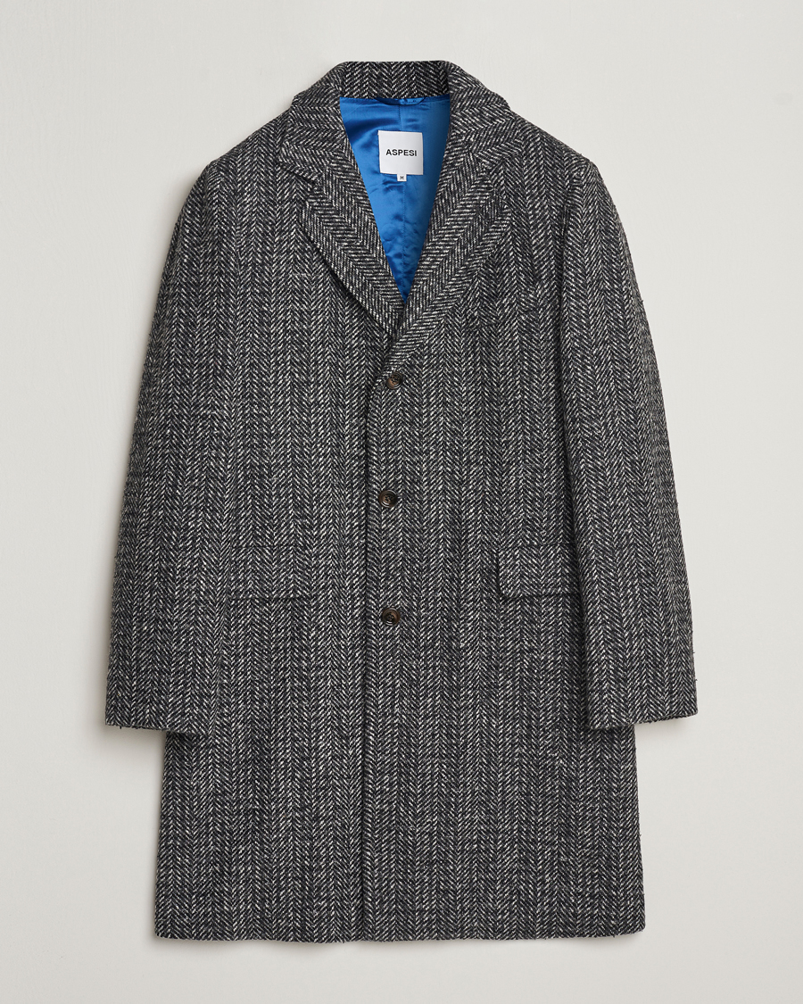 Herren | Jacken | Aspesi | Herringbone Wool Coat Grey