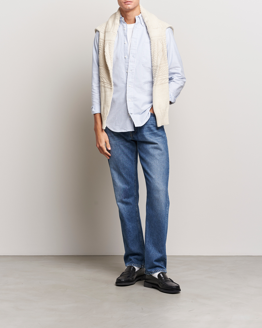 Herren | Hemden | Gitman Vintage | Button Down Striped Oxford Shirt Light Blue