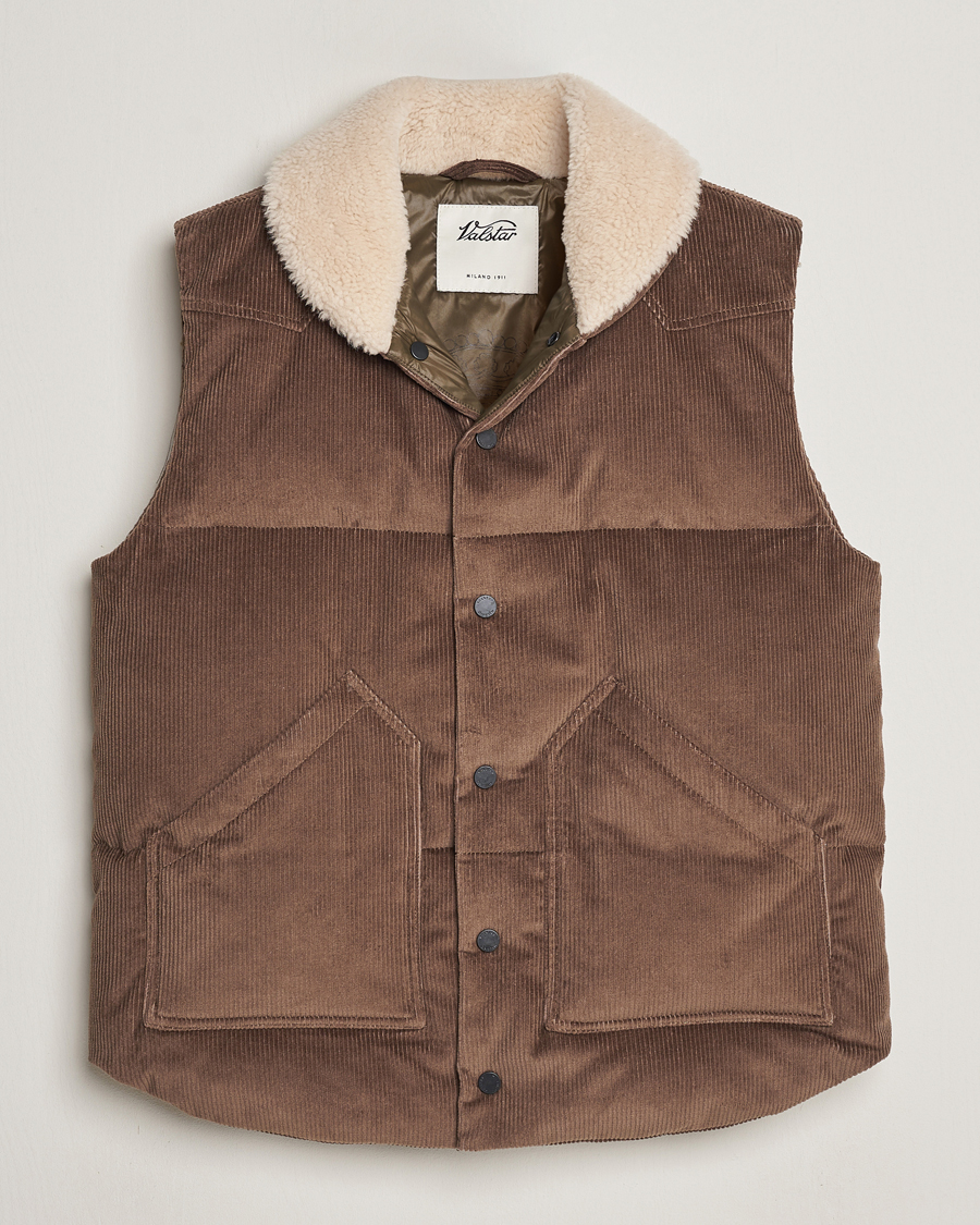 Herren | Jacken | Valstar | Corduroy Shearling Collar Down Vest Brown