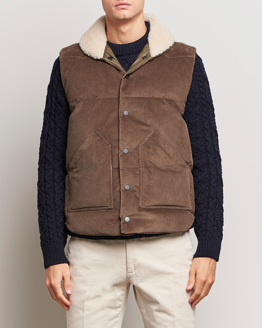 Herren | Jacken | Valstar | Corduroy Shearling Collar Down Vest Brown