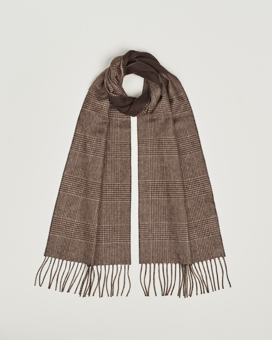 Herren | Piacenza Cashmere Cashmere/Silk Glencheck Scarf Brown | Piacenza Cashmere | Cashmere/Silk Glencheck Scarf Brown