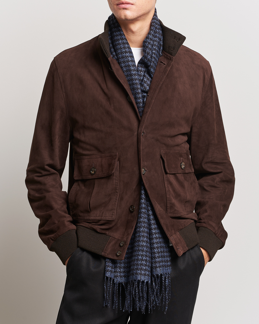 Herren | Piacenza Cashmere Cashmere/Silk Houndstooth Scarf Dark Blue | Piacenza Cashmere | Cashmere/Silk Houndstooth Scarf Dark Blue