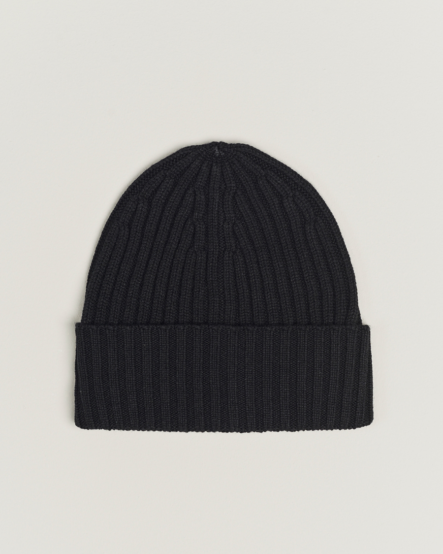 Herren | Piacenza Cashmere Ribbed Cashmere Beanie Black | Piacenza Cashmere | Ribbed Cashmere Beanie Black