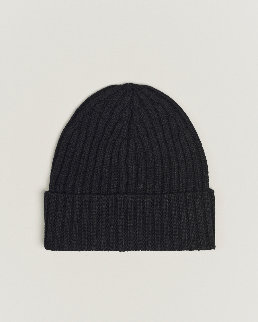 Herren | Piacenza Cashmere Ribbed Cashmere Beanie Black | Piacenza Cashmere | Ribbed Cashmere Beanie Black