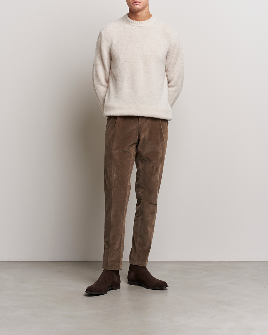 Herren | Pullover | Piacenza Cashmere | Brushed Wool Crew Neck  Beige