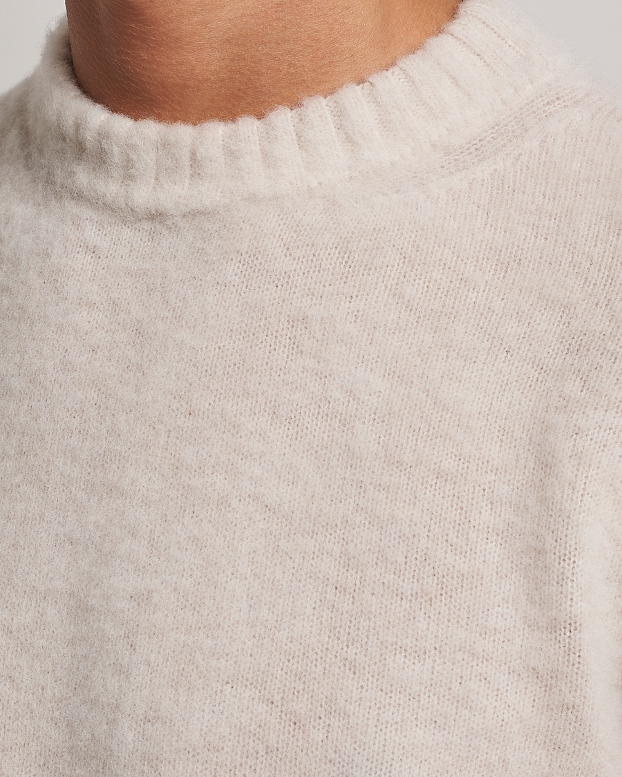 Herren | Pullover | Piacenza Cashmere | Brushed Wool Crew Neck  Beige