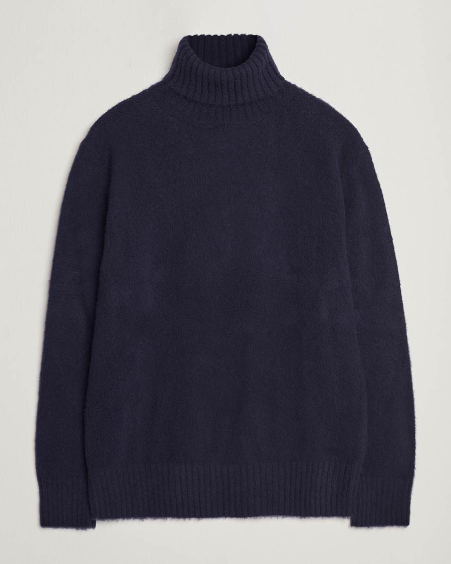 Herren | Pullover | Piacenza Cashmere | Brushed Wool Rollneck Navy