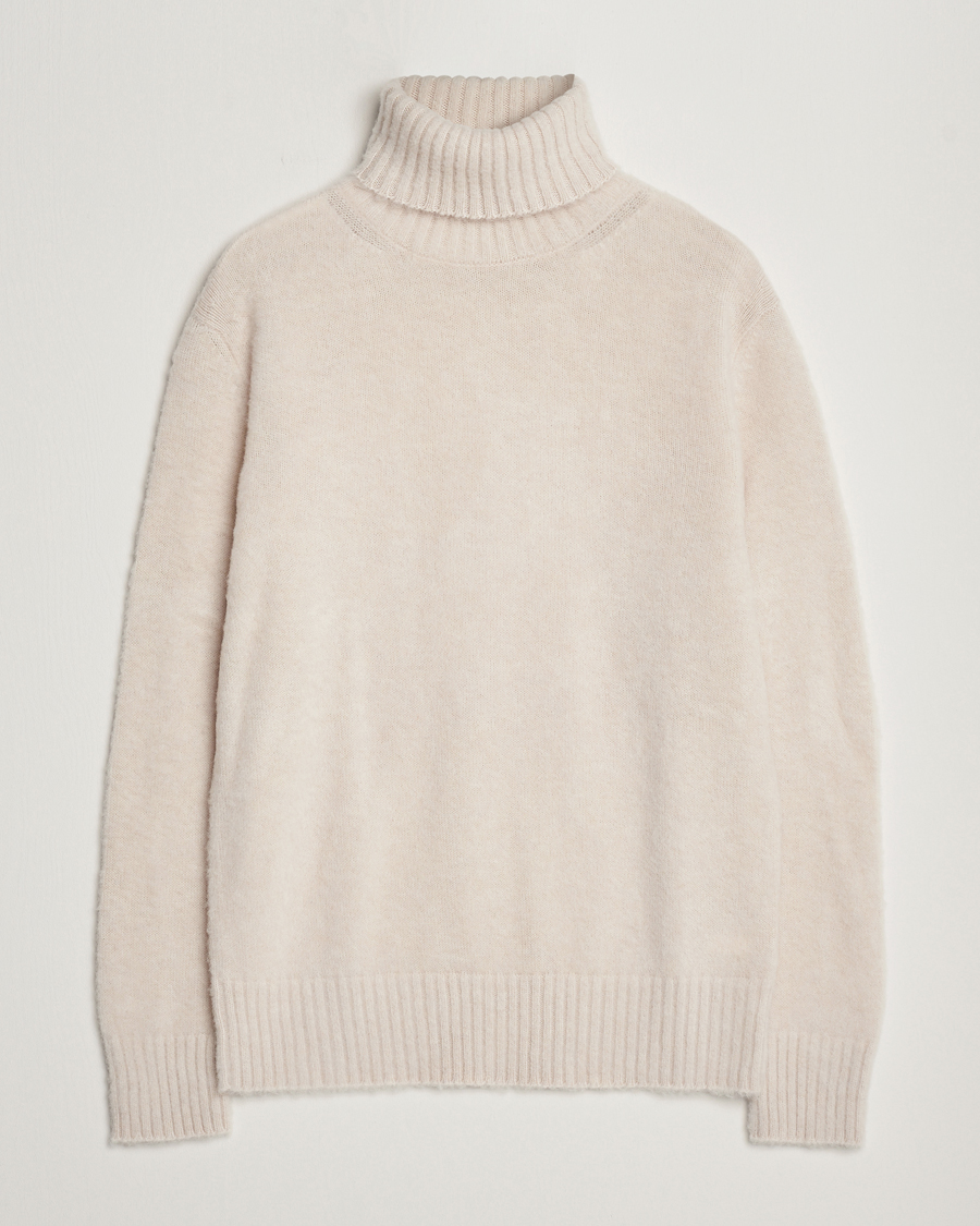 Herren | Pullover | Piacenza Cashmere | Brushed Wool Rollneck Beige