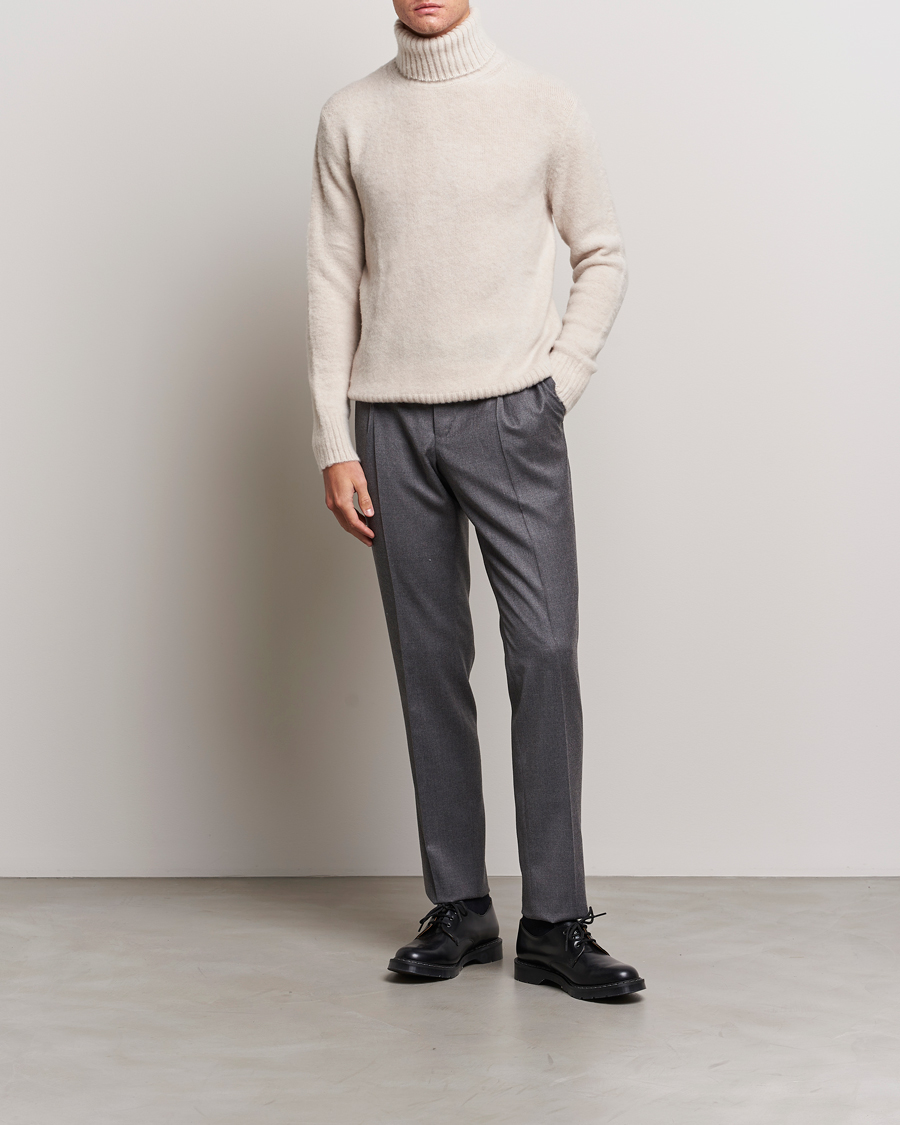 Herren | Pullover | Piacenza Cashmere | Brushed Wool Rollneck Beige
