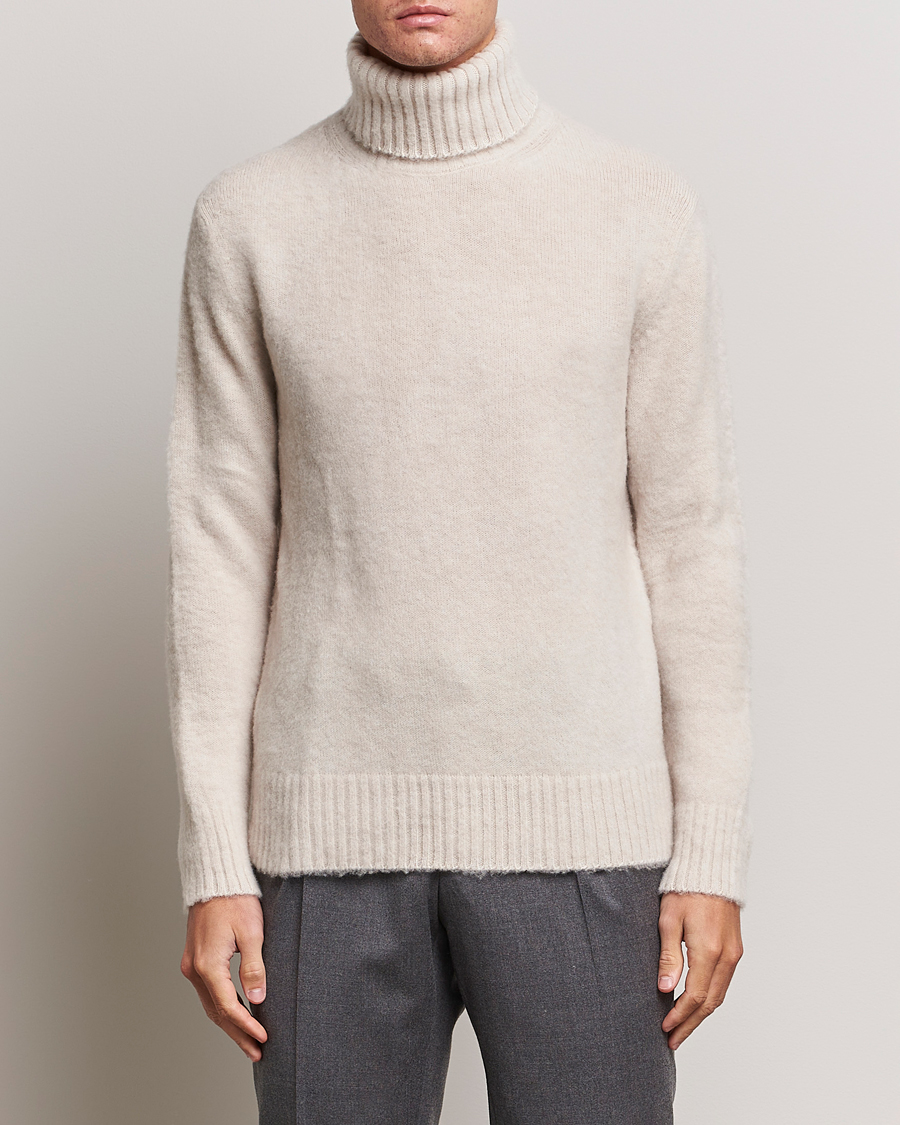 Herren | Pullover | Piacenza Cashmere | Brushed Wool Rollneck Beige