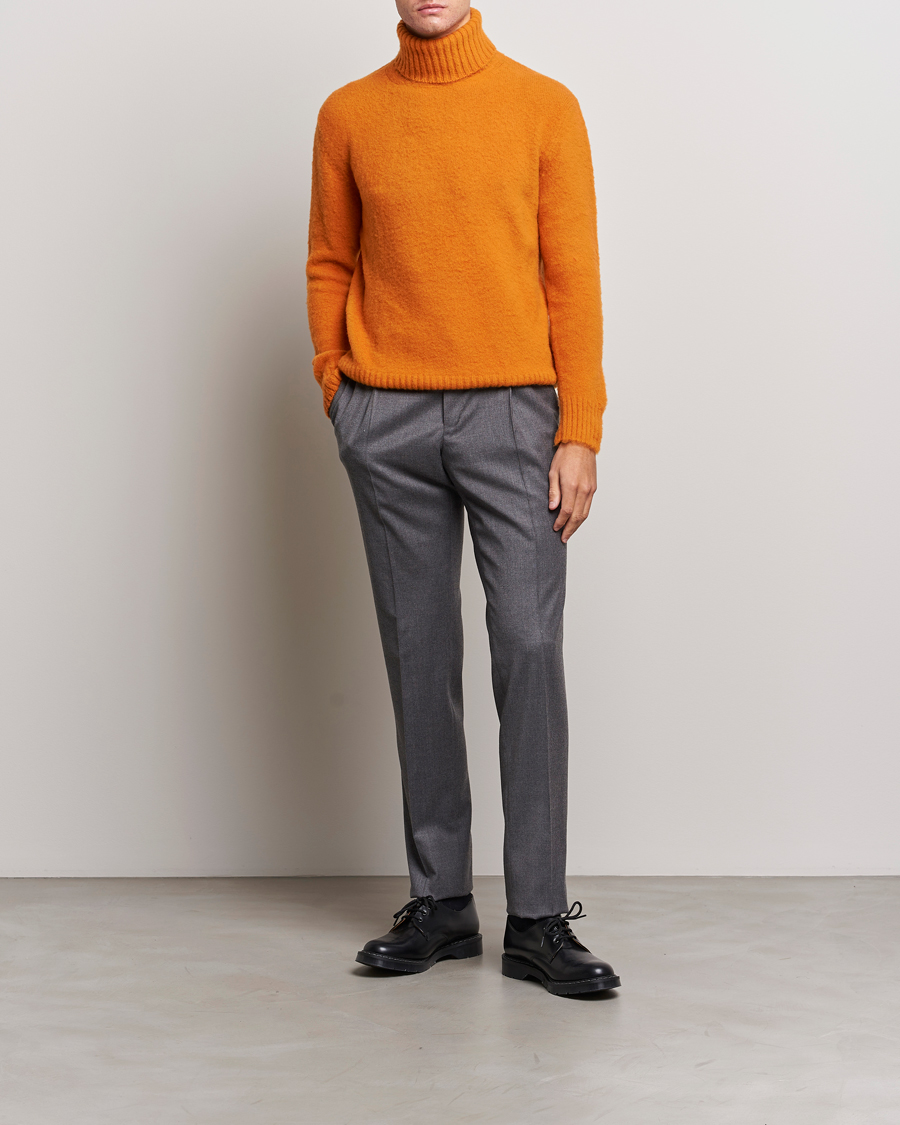 Herren | Pullover | Piacenza Cashmere | Brushed Wool Rollneck Orange