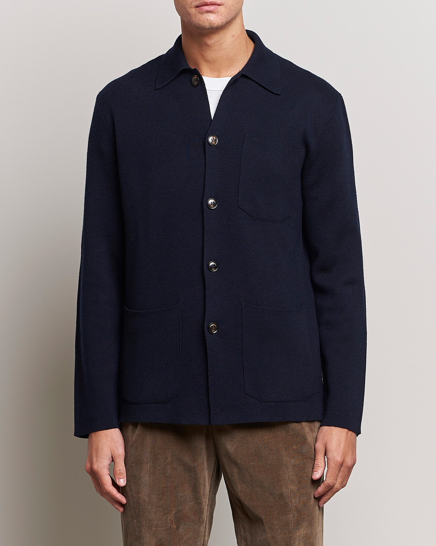 Herren | Pullover | Piacenza Cashmere | Virgin Wool Knit Cardigan Navy