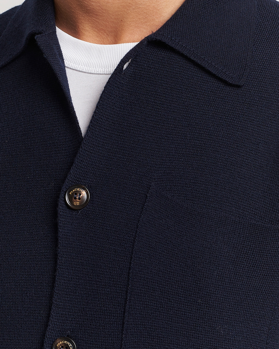 Herren | Pullover | Piacenza Cashmere | Virgin Wool Knit Cardigan Navy