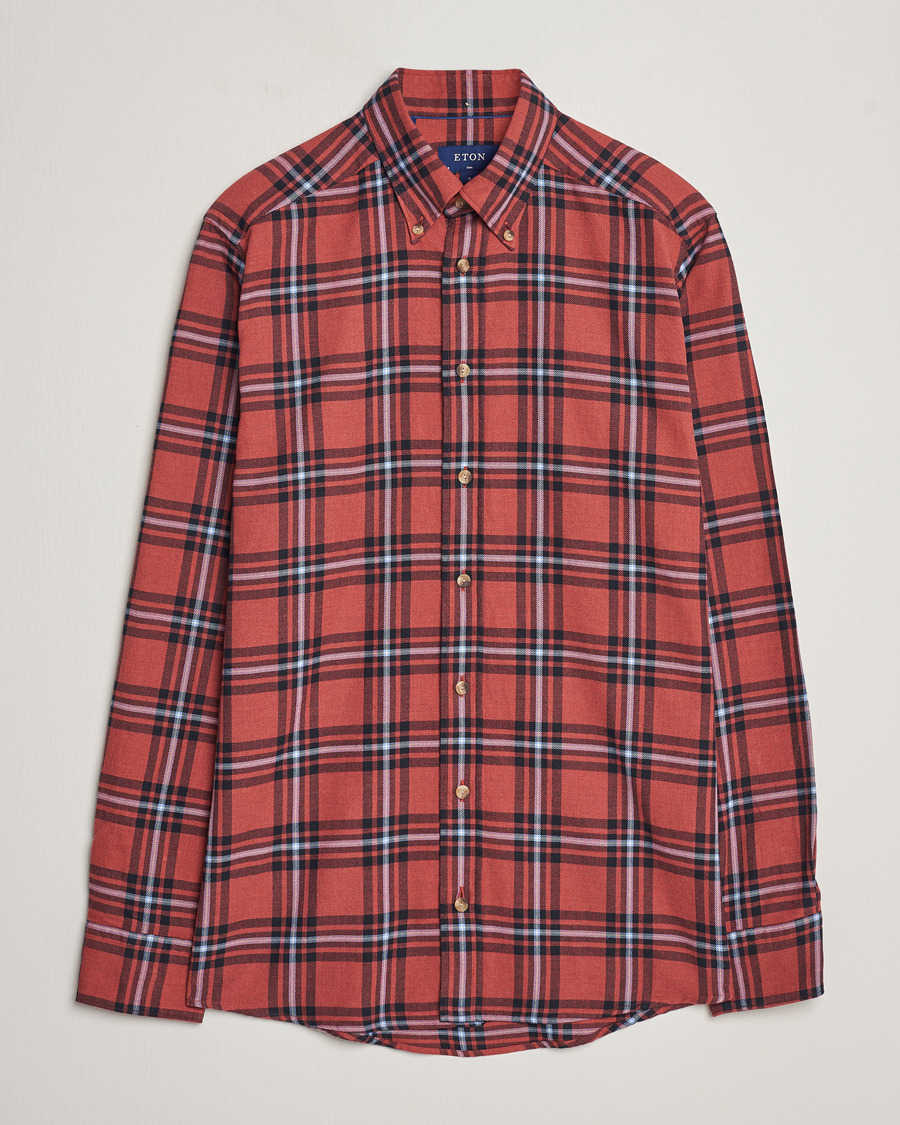 Herren | Hemden | Eton | Regular Fit Checked Flannel Shirt Red/Navy