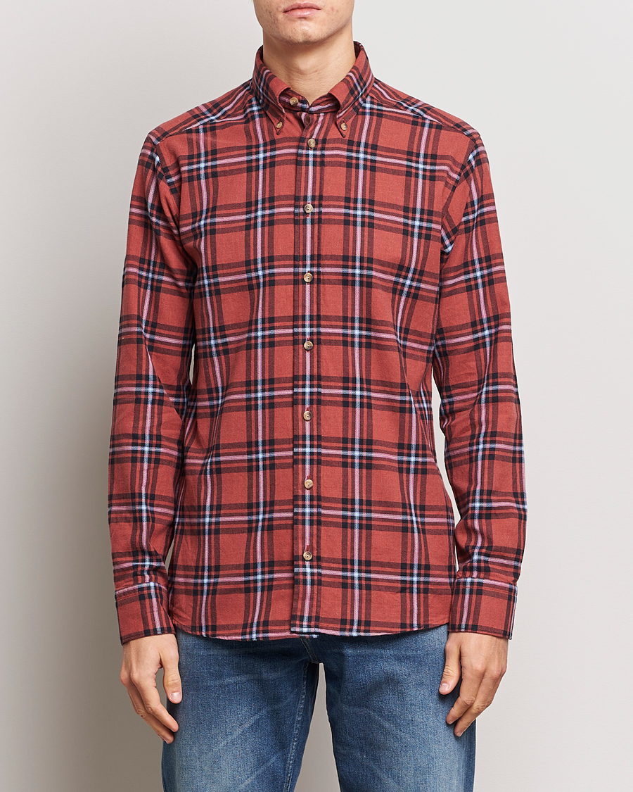 Herren | Hemden | Eton | Regular Fit Checked Flannel Shirt Red/Navy