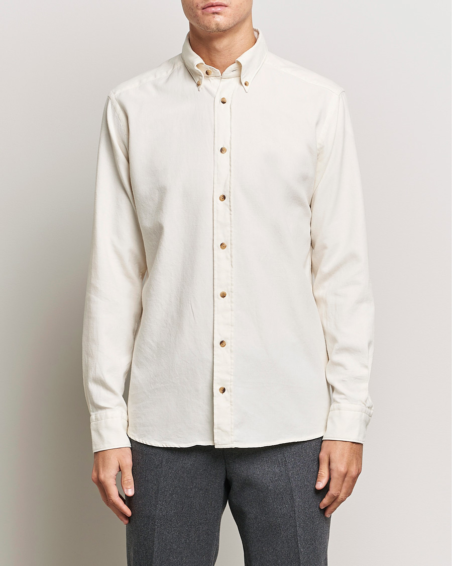 Herren | Hemden | Eton | Slim Fit Twill Flannel Shirt Off White