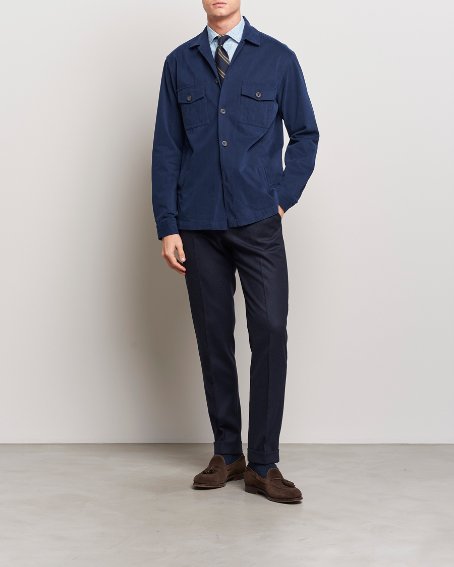 Herren | Hemden | Eton | Twill Moleskin Overshirt Navy Blue