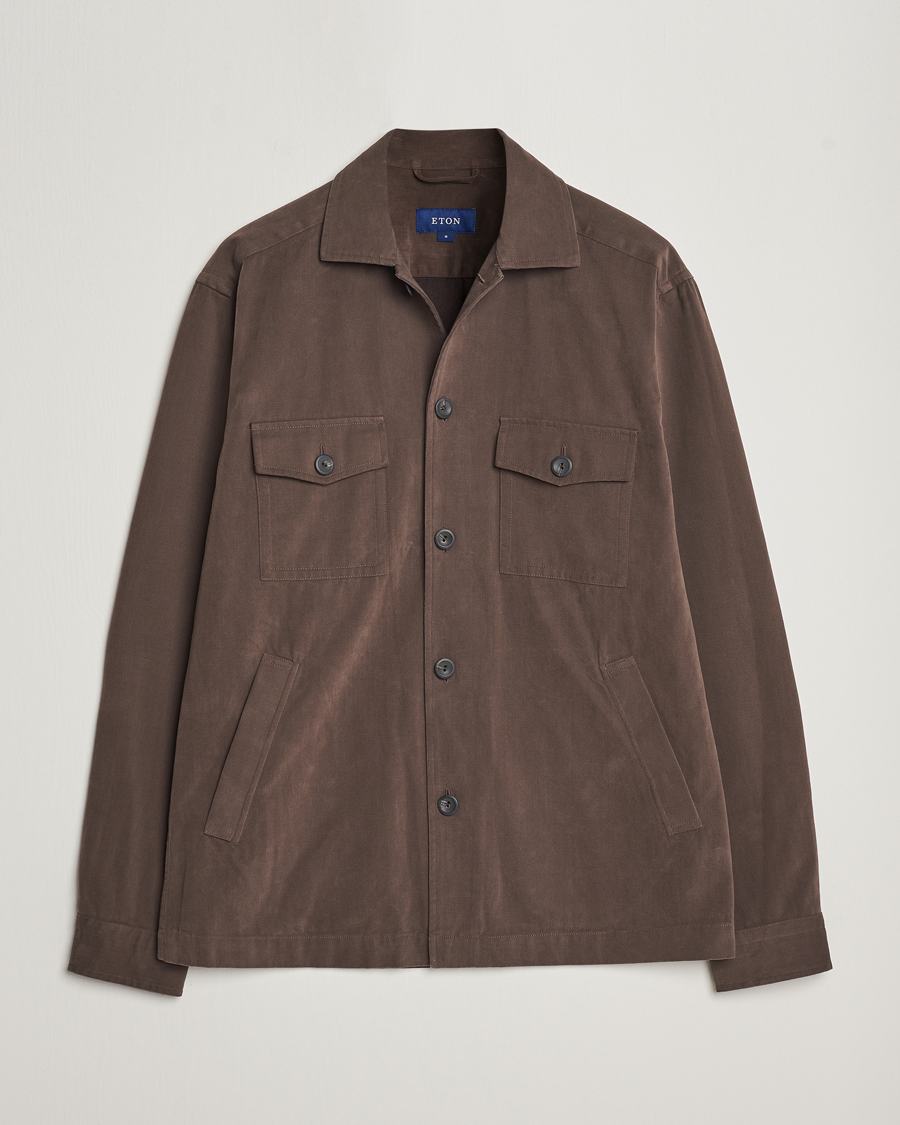 Herren | Hemden | Eton | Twill Moleskin Overshirt Dark Beige