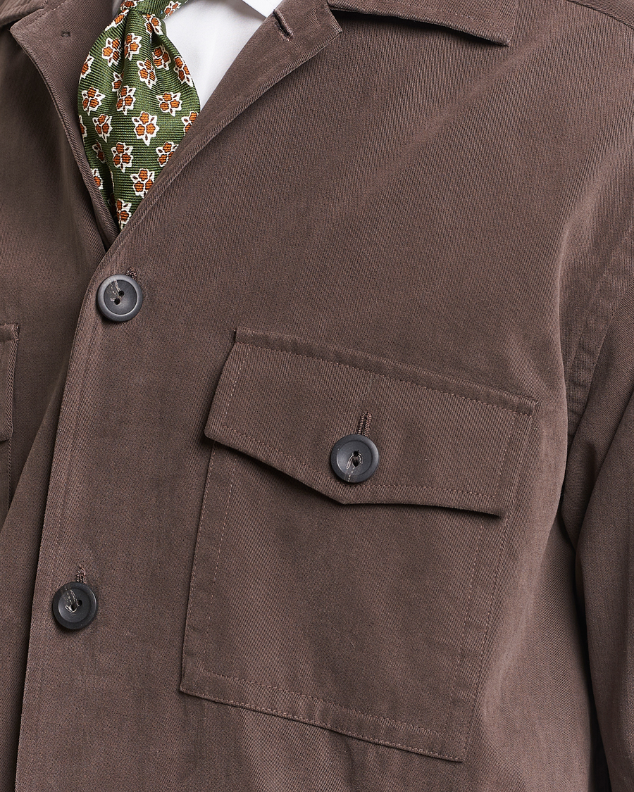 Herren | Hemden | Eton | Twill Moleskin Overshirt Dark Beige