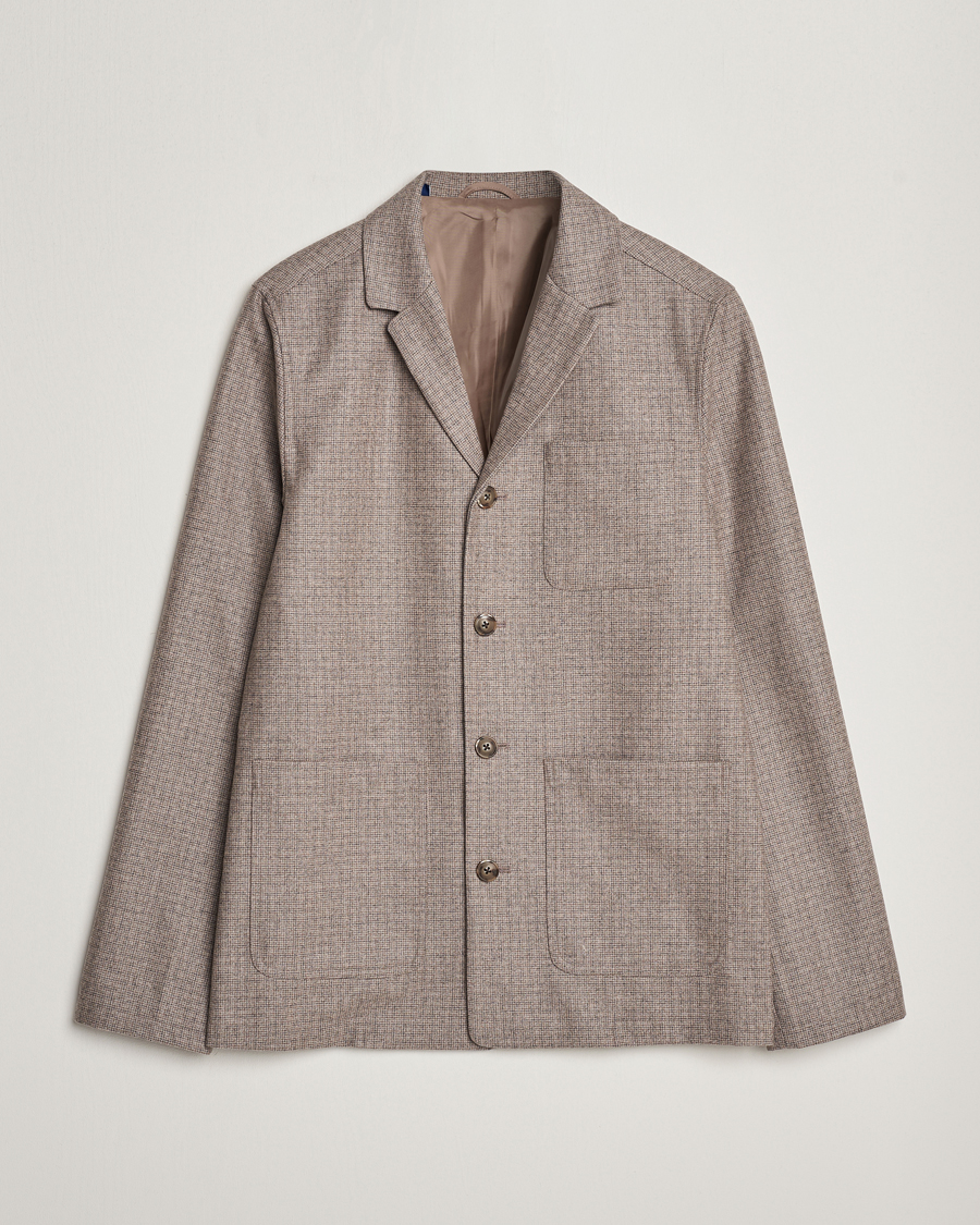 Herren | Hemden | Eton | Wool/Cashmere Checked Overshirt Brown