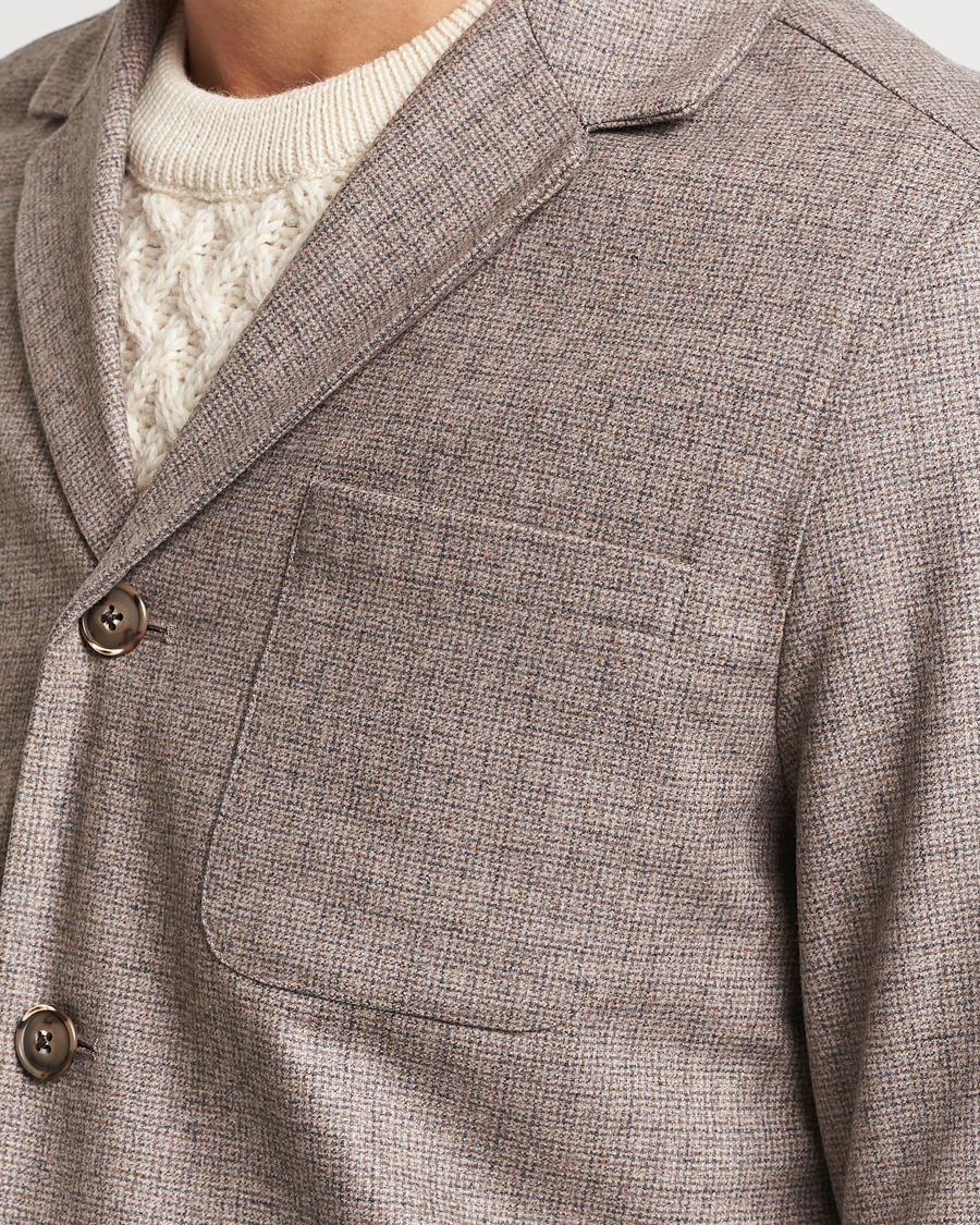 Herren | Hemden | Eton | Wool/Cashmere Checked Overshirt Brown
