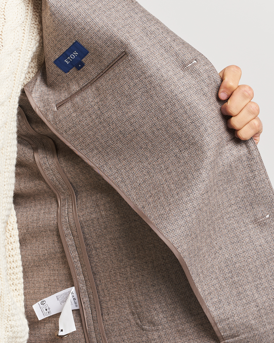 Herren | Hemden | Eton | Wool/Cashmere Checked Overshirt Brown