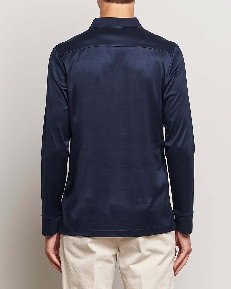 Herren | Pullover | Eton | Filo Di Scozia Long Sleeve Polo Navy Blue