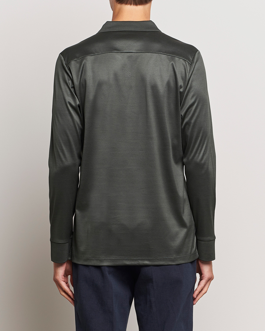 Herren | Pullover | Eton | Filo Di Scozia Long Sleeve Polo Dark Green