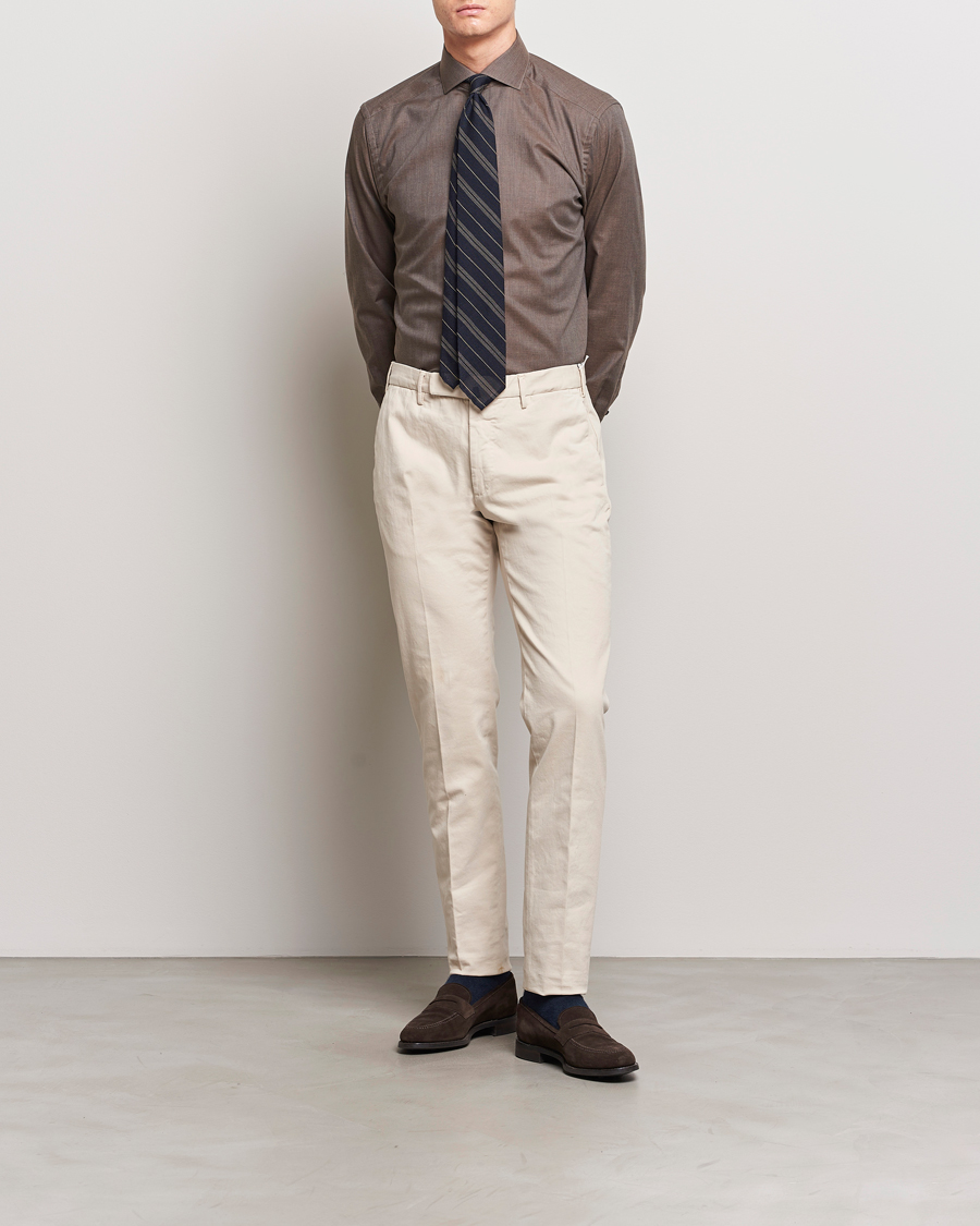 Herren | Hemden | Eton | Slim Fit Wrinkle Free Flannel Shirt Dark Brown