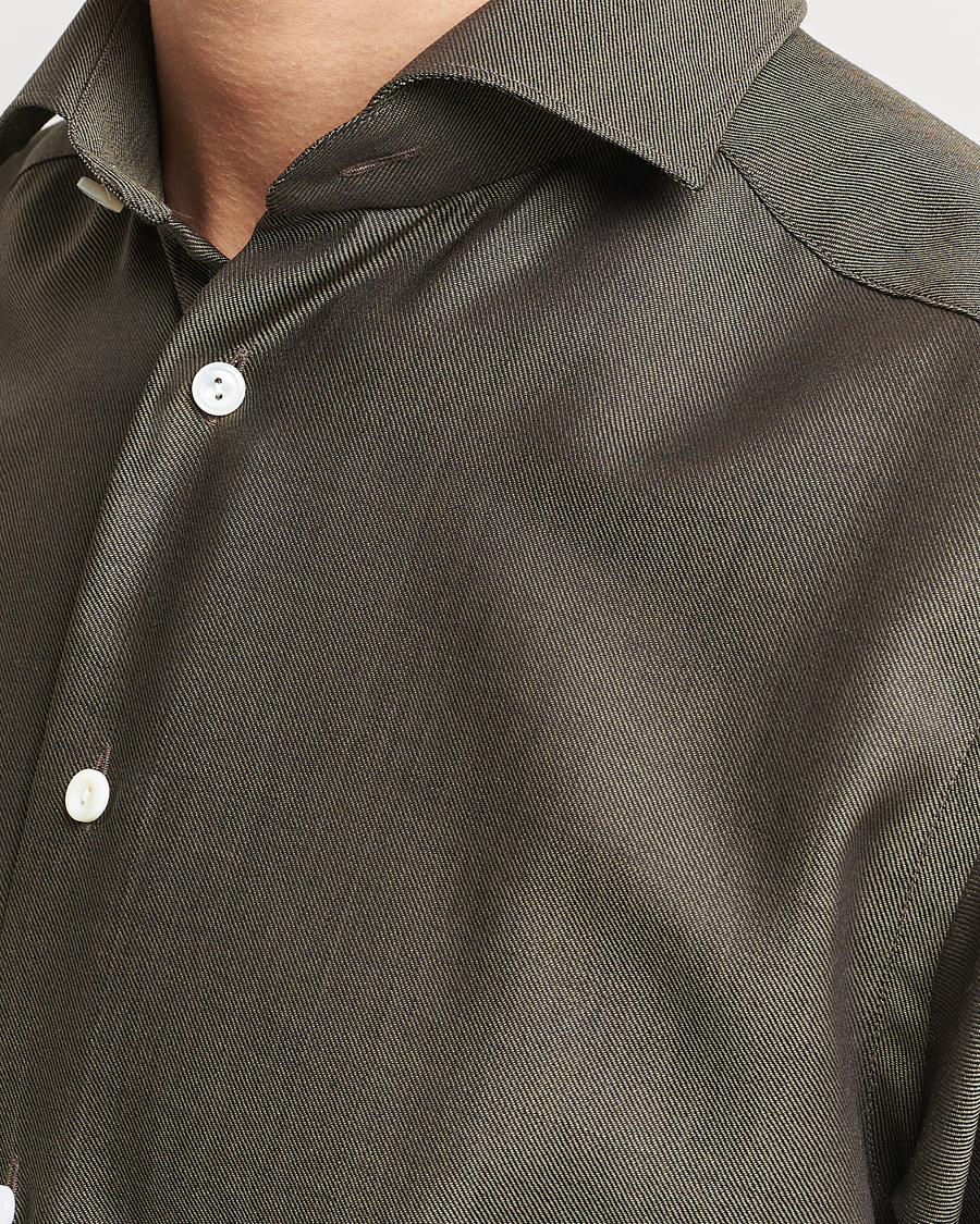 Herren | Hemden | Eton | Slim Fit Merino Shirt Dark Brown