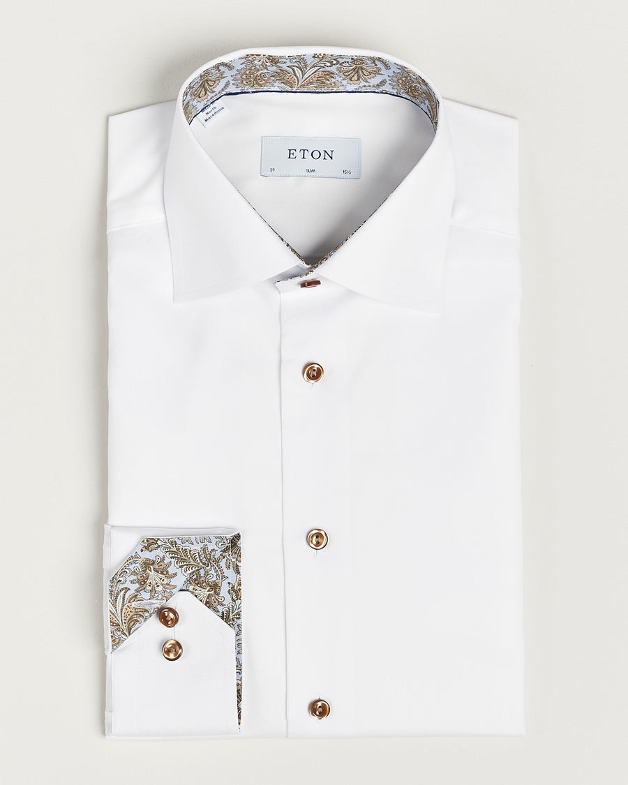Herren | Hemden | Eton | Slim Fit Signature Twill Contrast Shirt White