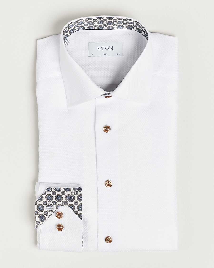 Herren | Hemden | Eton | Slim Fit Royal Dobby Contrast Shirt White