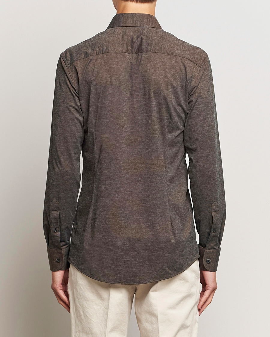 Herren | Hemden | Eton | Slim Fit Four Way Stretch Shirt Brown Melange