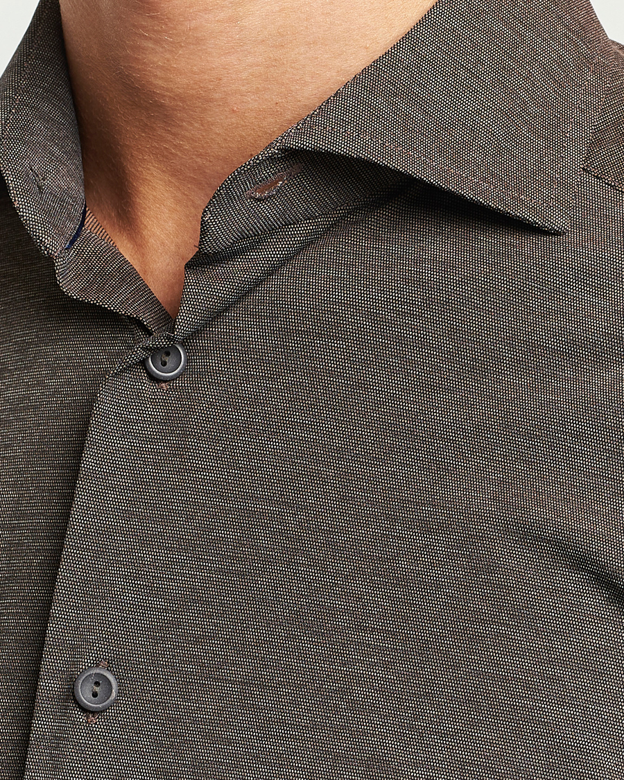 Herren | Hemden | Eton | Slim Fit Four Way Stretch Shirt Brown Melange